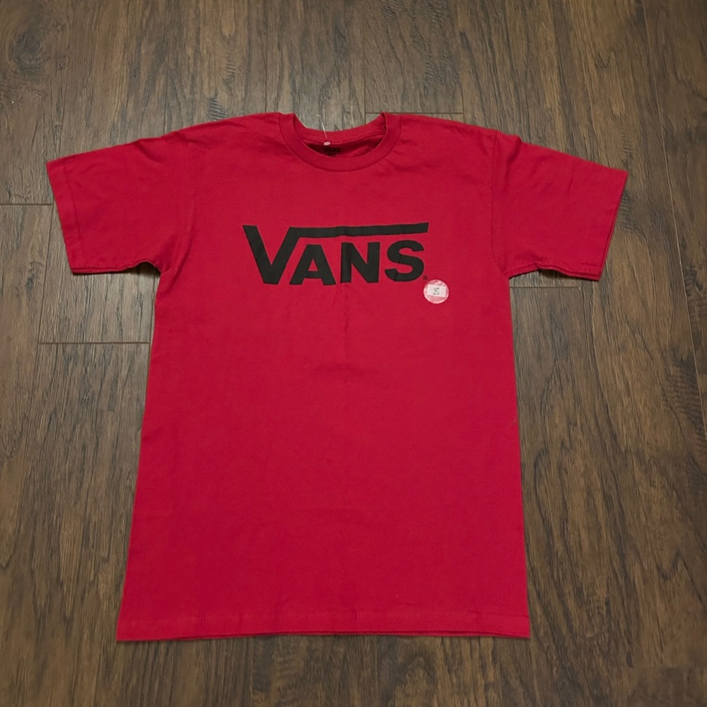 Vans Red Black Classic T-shirt with Vans Logo Size Small